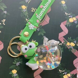 Keroppi Keychain with Apple glitter filled